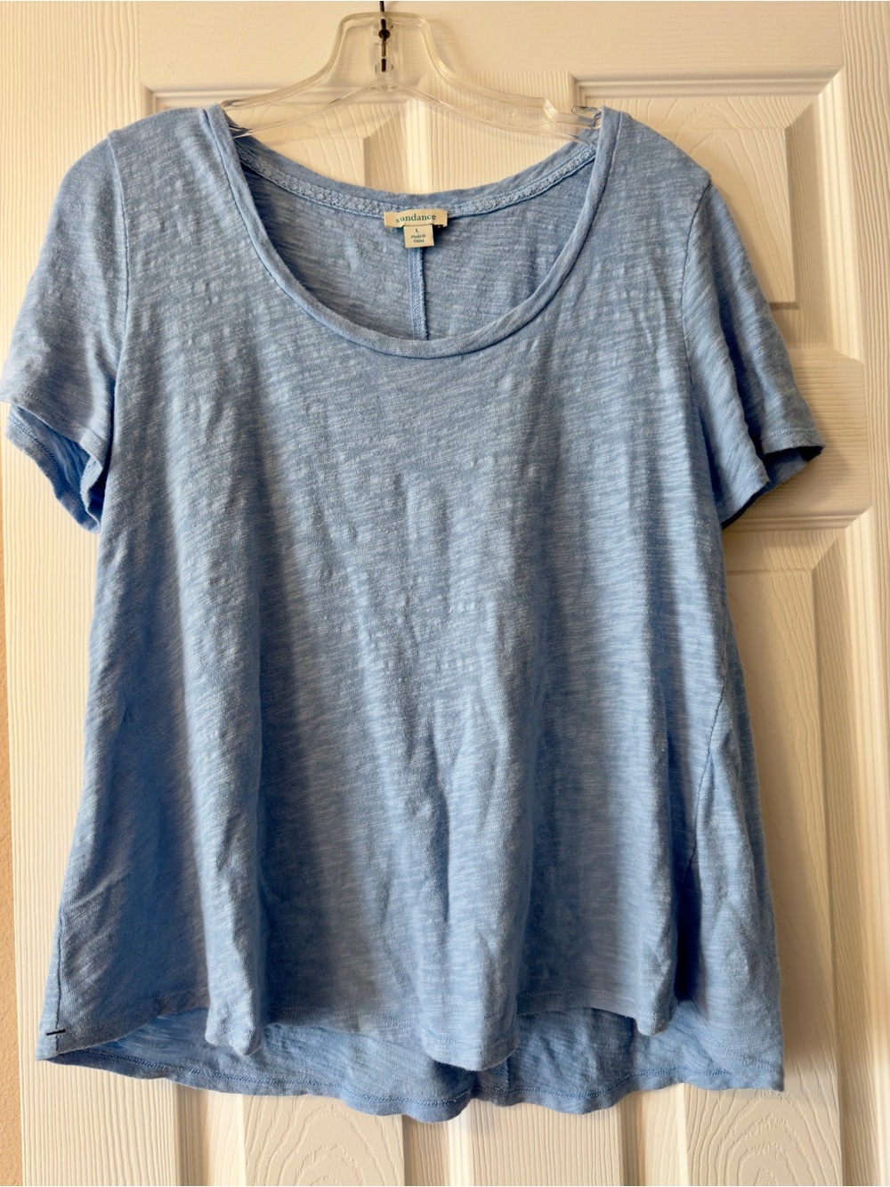 Sundance Light Blue Scoop Neck Short Sleeve Tee